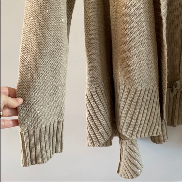 Alice + Olivia Ribbed Knit Waterfall Cardigan in Camel - Picture 9 of 11